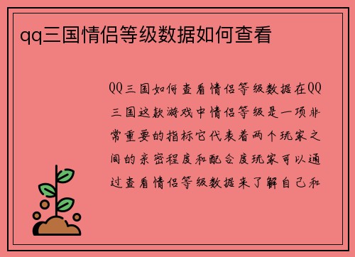 qq三国情侣等级数据如何查看
